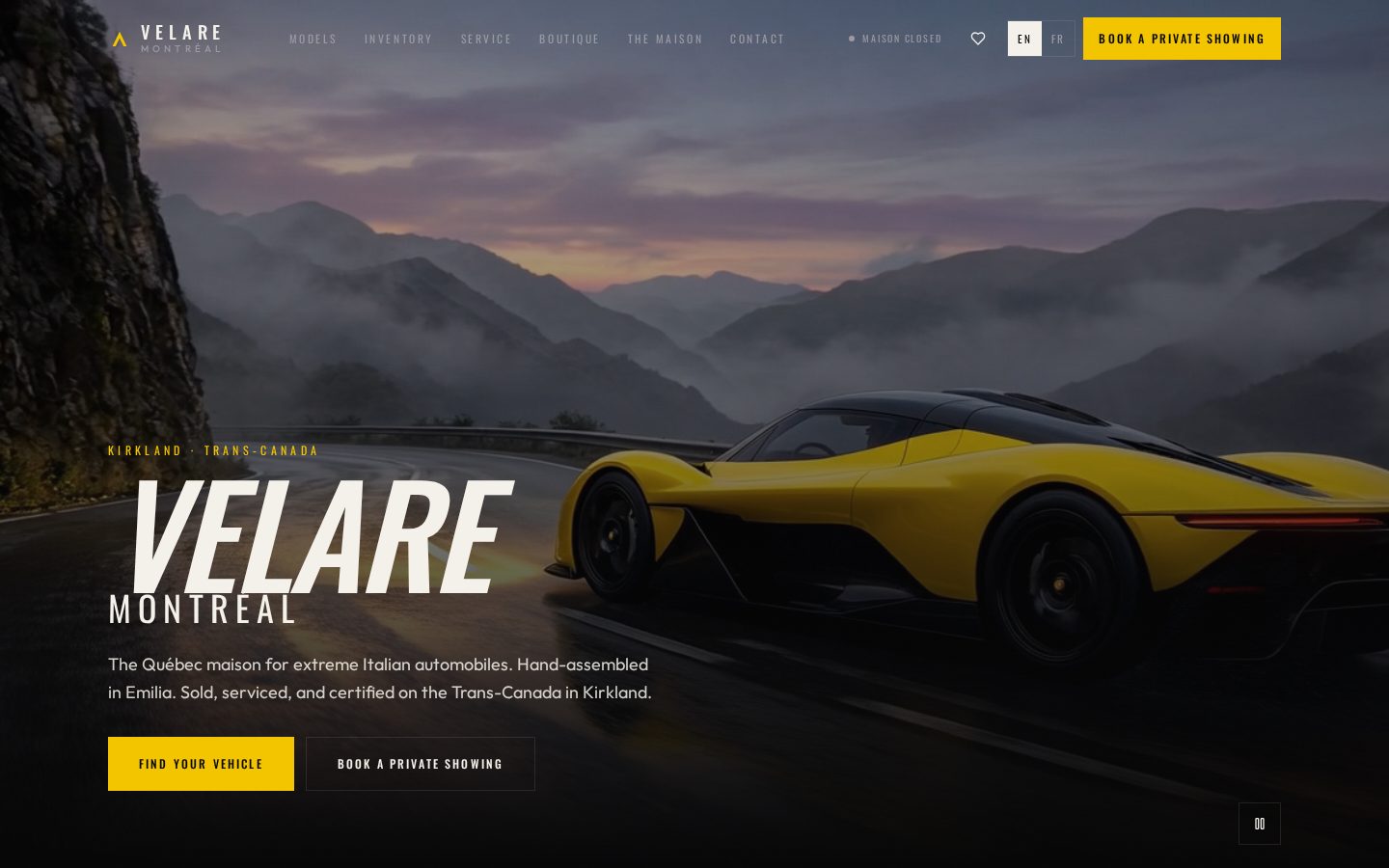 VELARE Montréal website, Kirkland